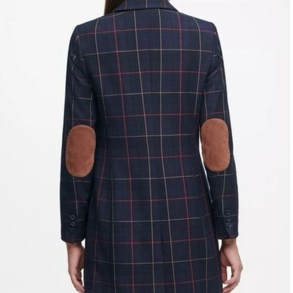 TOMMY HILFIGER Plaid Windowpane Women’s Blazer Suede Elbow Patches SZ12 NWT - Picture 7 of 9
